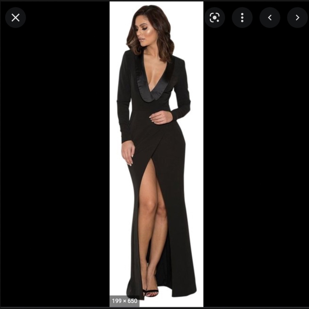House Of CB, 'Salome' Wrap Crepe And Satin Detailed Wrap Long Dress, Size L